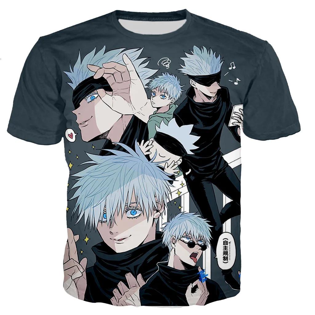 Summer Round Neck 3D Jujutsu Kaisen Satoru Gojo Printed Top Fashionable Casual Short Sleeved Children's Boy T-shirts