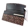 Inden Long Bundle Large Black X Pink Snow Grass Pattern [Indenya] Wallet, S, Capacity, Deerskin, Lacquer, 2310-51-160