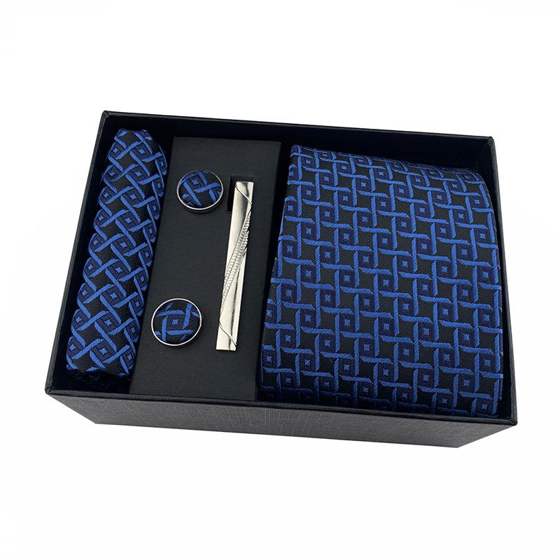 Men's Black Business Tie Gift Set: Striped & Plain Ties, Pocket Square, Tie Clip