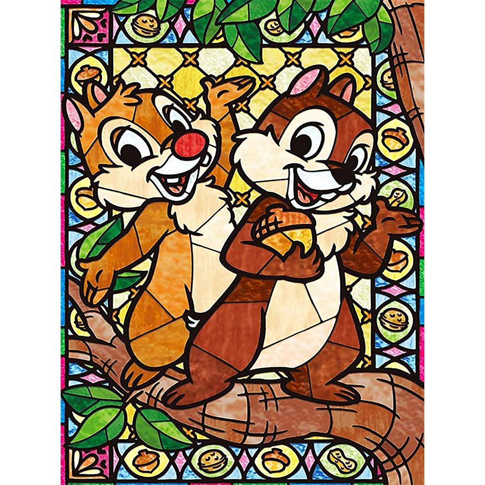 

Disney Diamond Painting Chip and Dale Stained Glass Style Art Painting 5D DIY Rhinestone and Diamond Embroidery Cross-stitch HomeandWeddingDecorations Round 20x30cm