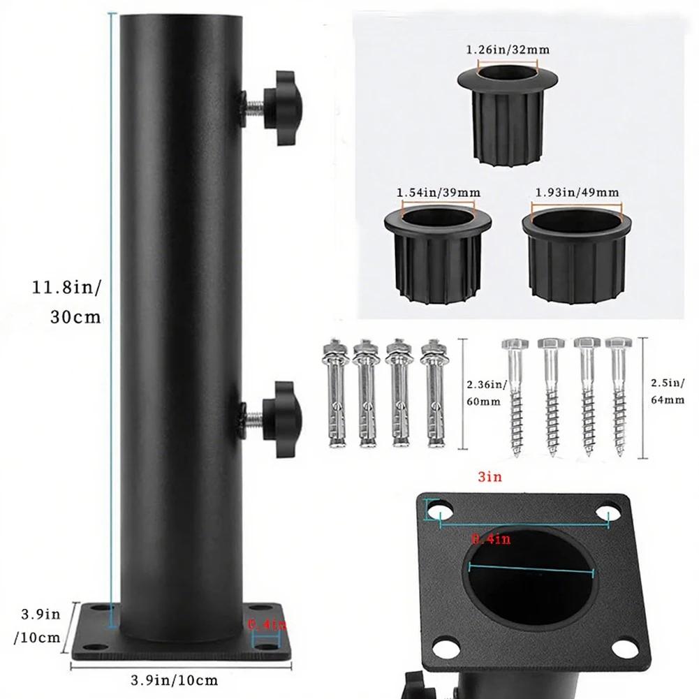 Metal outdoor parasol base kit sturdy iron support with 32mm 39mm 49mm stoppers suitable for different parasol sizes and styles