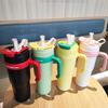 Outdoor Sports Insulated Travel Mug With Handle And Straw For Commuting And Camping
