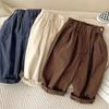 Autumn Boys Casual Pants Girls Solid Color Loose Radish Pants Kids Cotton High Waist All-match Trousers for Girls Outfits