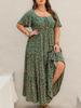 Bohemian Floral Plus Size Short Sleeve Maxi Dress