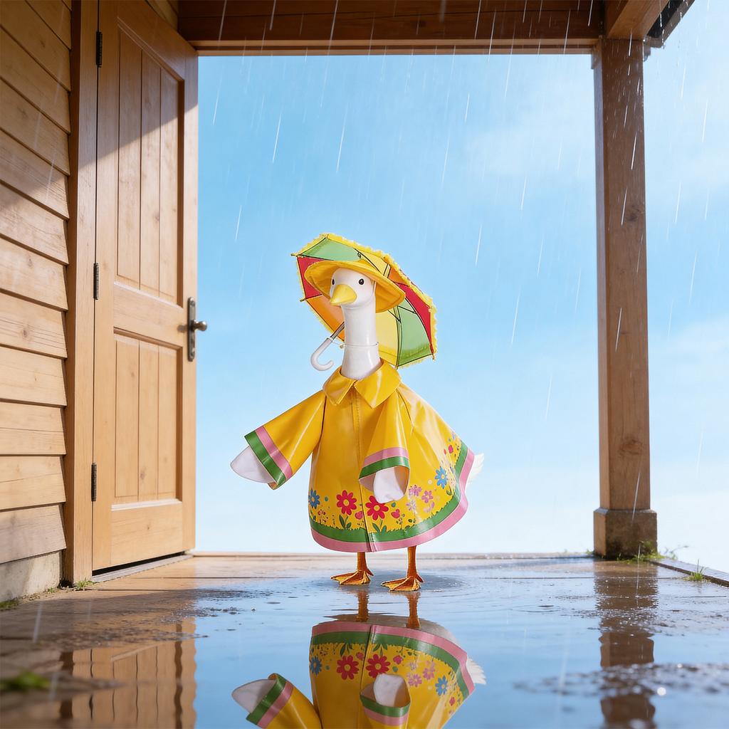 Goose Spring Outfit with Umbrella Hat Goose Costume Fits Lawn Geese Statues for Summer Outdoor Patio Garden Decoration