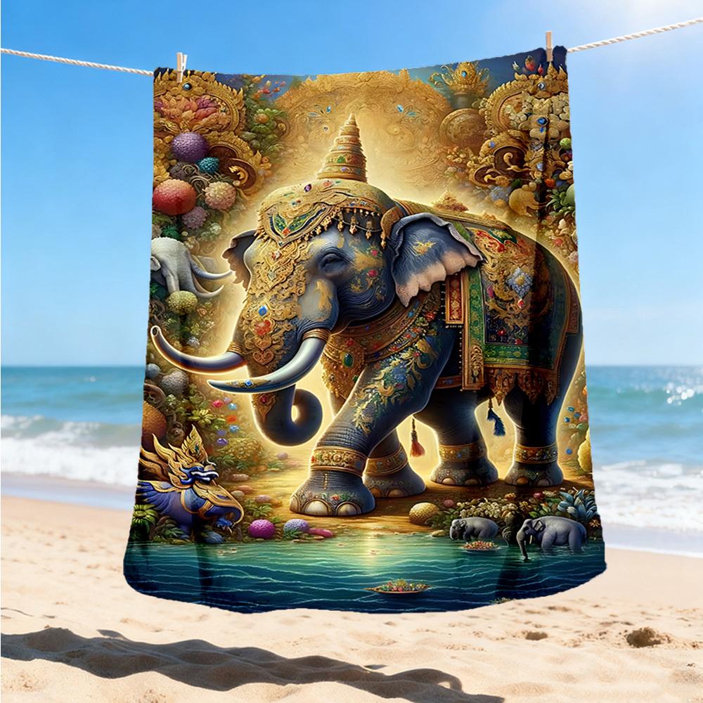 1pc Elephant Ornament Outdoor Blanket, Soft And Comfortable Blanket, Casual Warm Outdoor Blanket