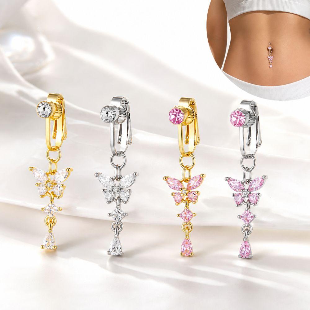 Zircon Fake Belly Ring Non Piercing Navel Rings Body Fashion Belly Button Rings Fashion Accessory