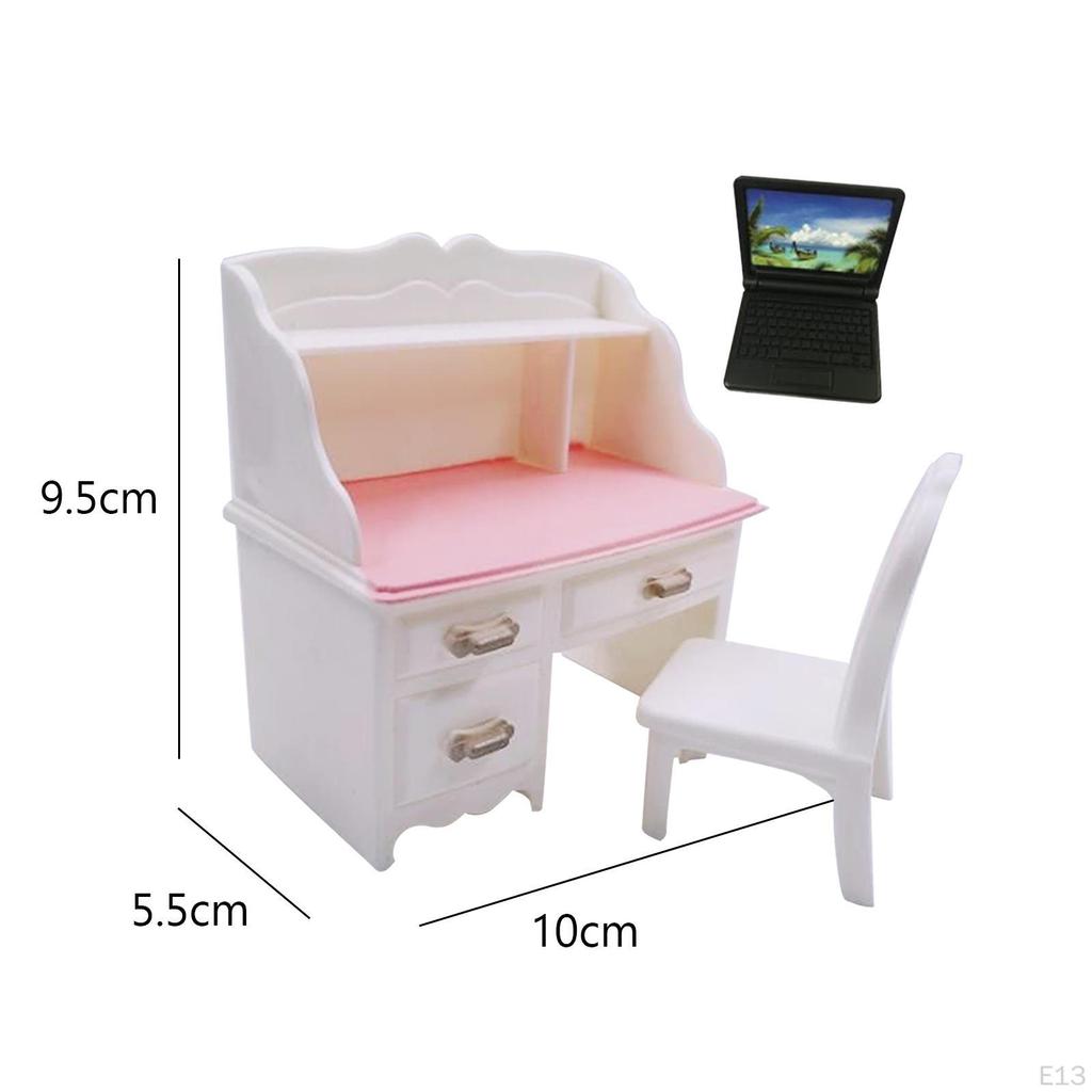 1/12 Dollhouse Desk Chair Set Table Simulation Notebook Decoration Accessories for Living