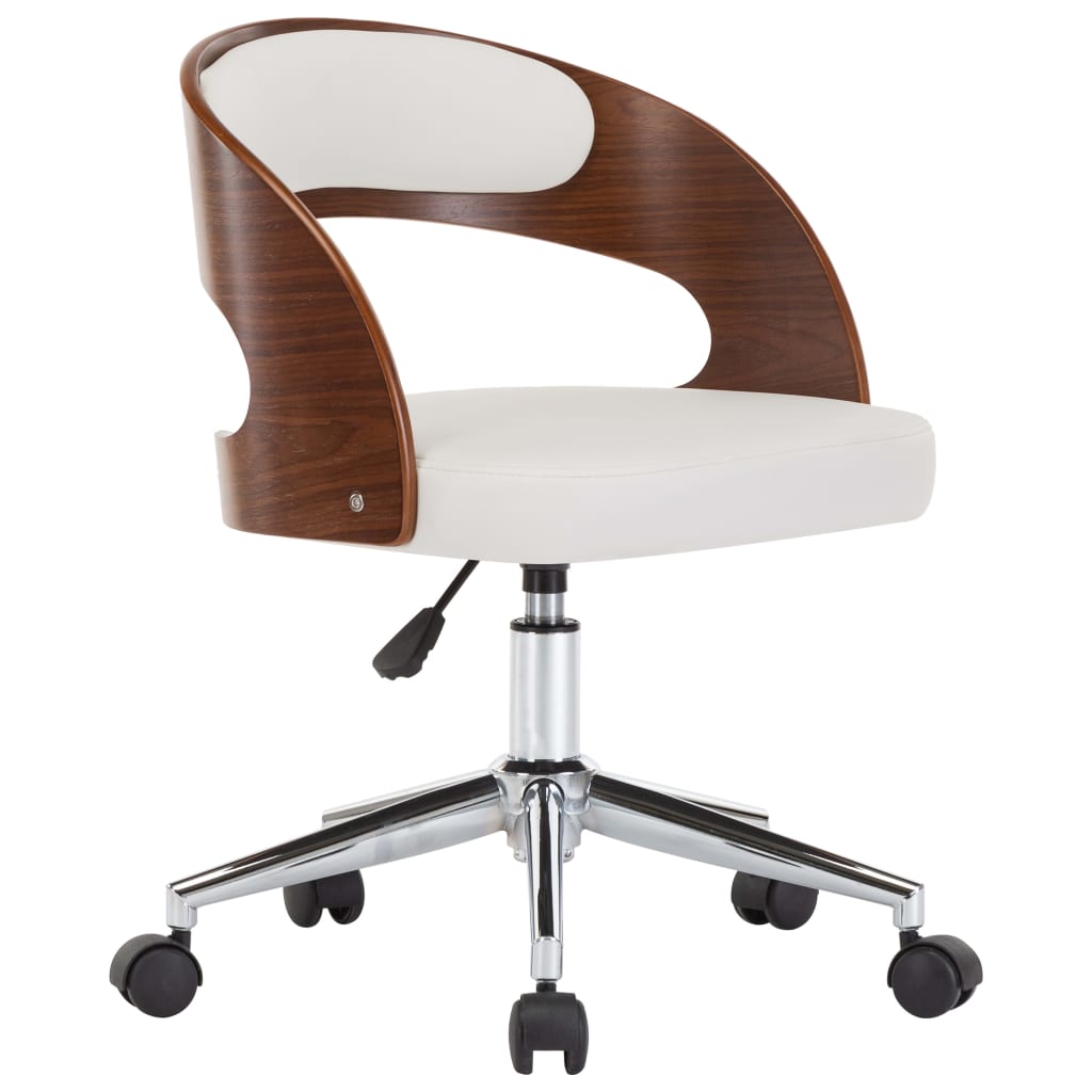 Dining Chair Swivel White Bentwood and Faux Leather