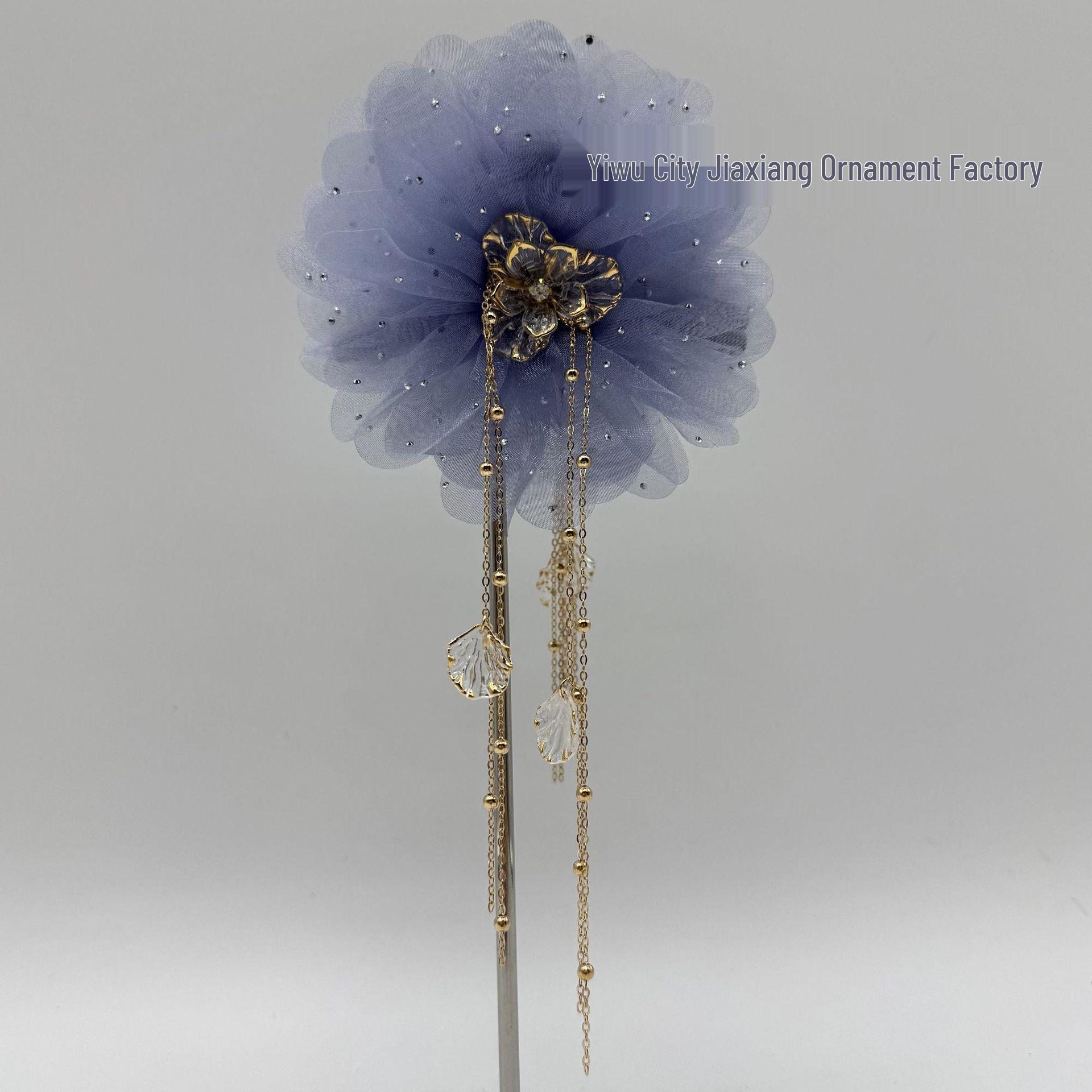 2025 Spring/Summer Golden Branch Jade Leaf Twin Lotus Tassel Hair Clip - Elegant Versatile Accessory to Enhance Hair Volume