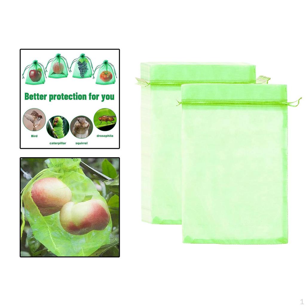 100 Protection Bags, Fruit Mesh Bags with Drawstring,