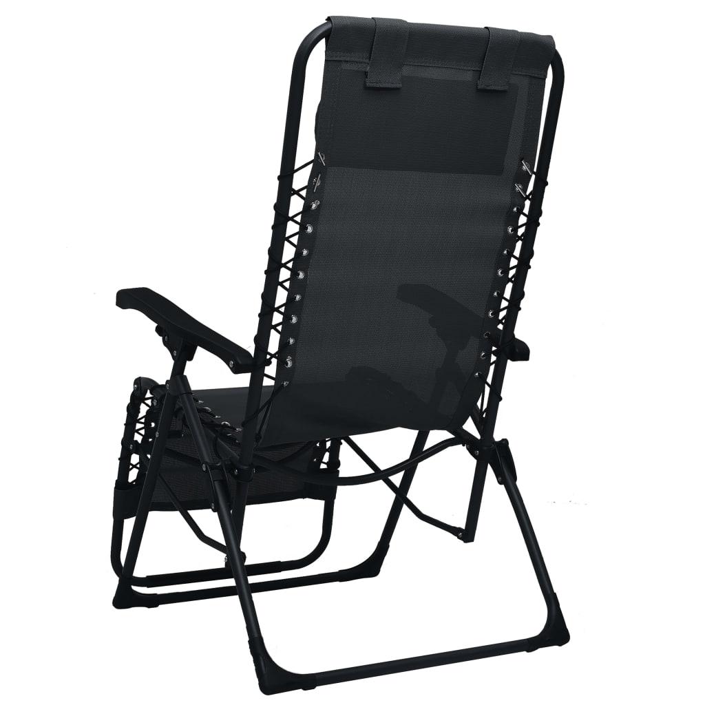 Folding Lounge Chair Black Textilene