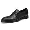 Men's Genuine Leather Pointed Toe Loafers - Non-Slip, Low Heel, Business Casual Shoes