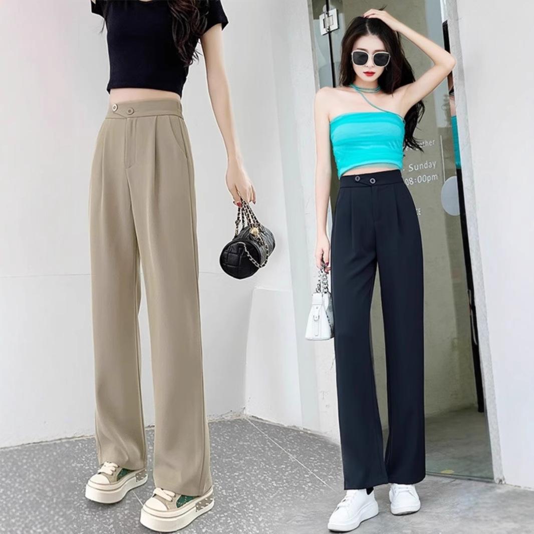 

Women s Dusty Rose High Waist Summer Wide Leg Ice Silk Pants S (80-95kg)