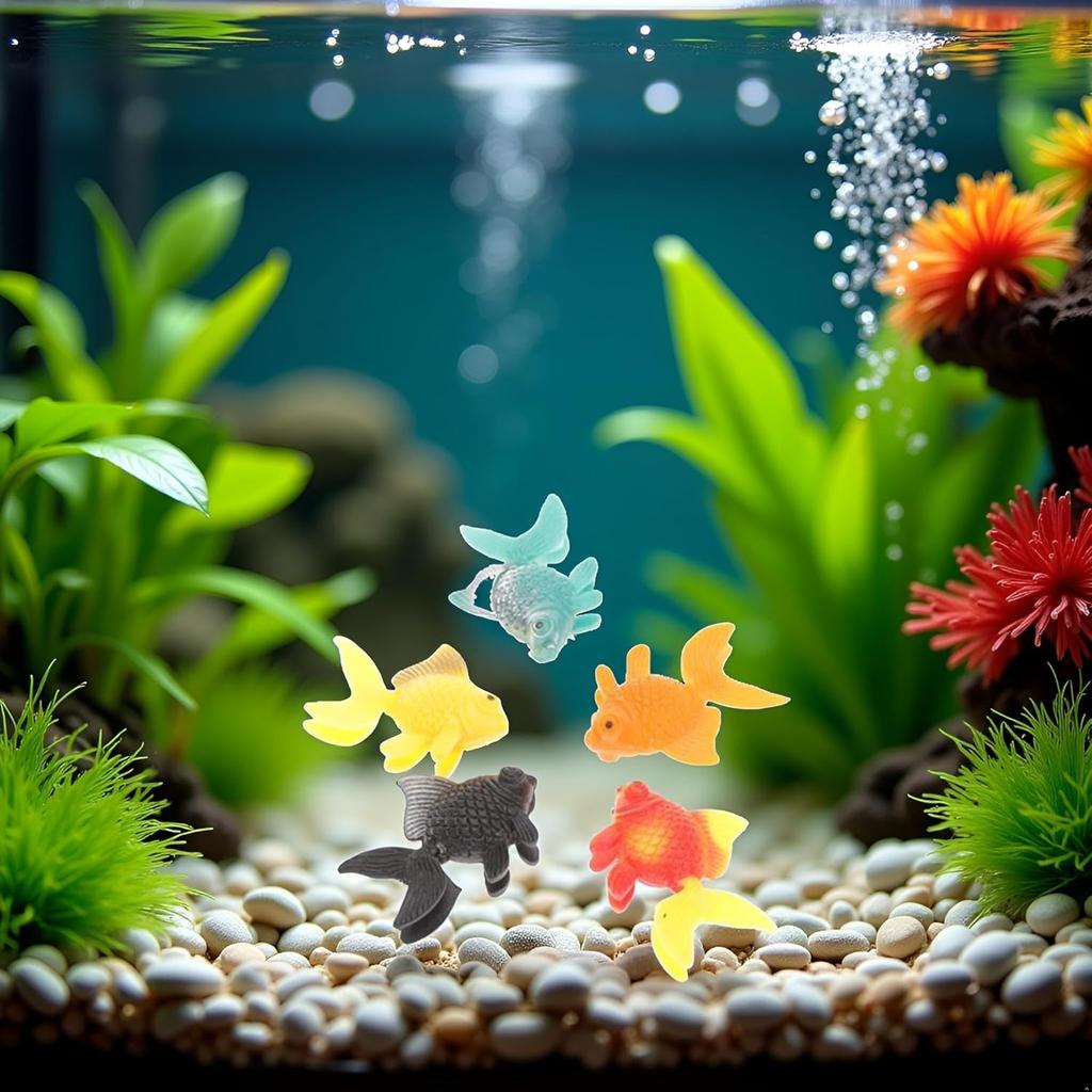 5Pcs Random Color Lifelike Reble Plastic Artificial Moving Floating Fishes Ornament Decorations for Aquarium Fish Tank Pet Supplies Popular Aquarium