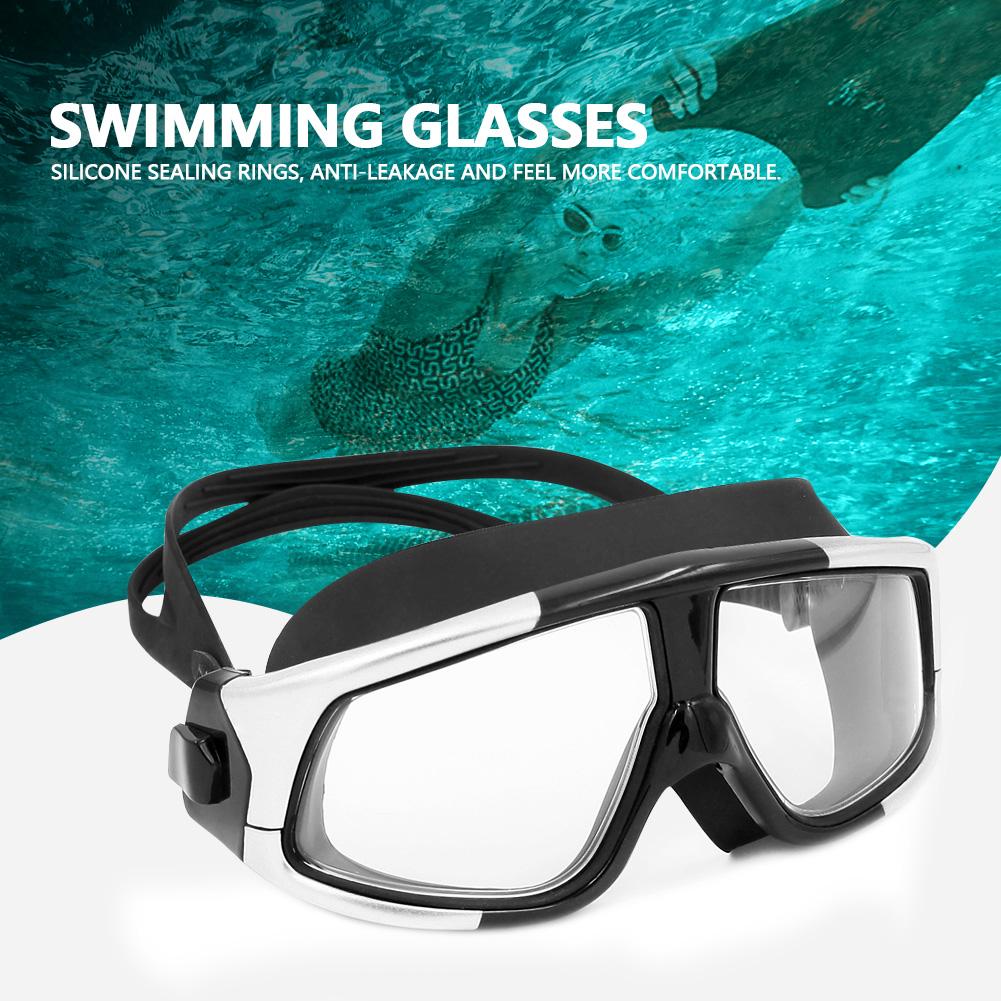 WHALE Professional Adults Electroplating Anti Fog Swimming Glasses (Silver   Black)
