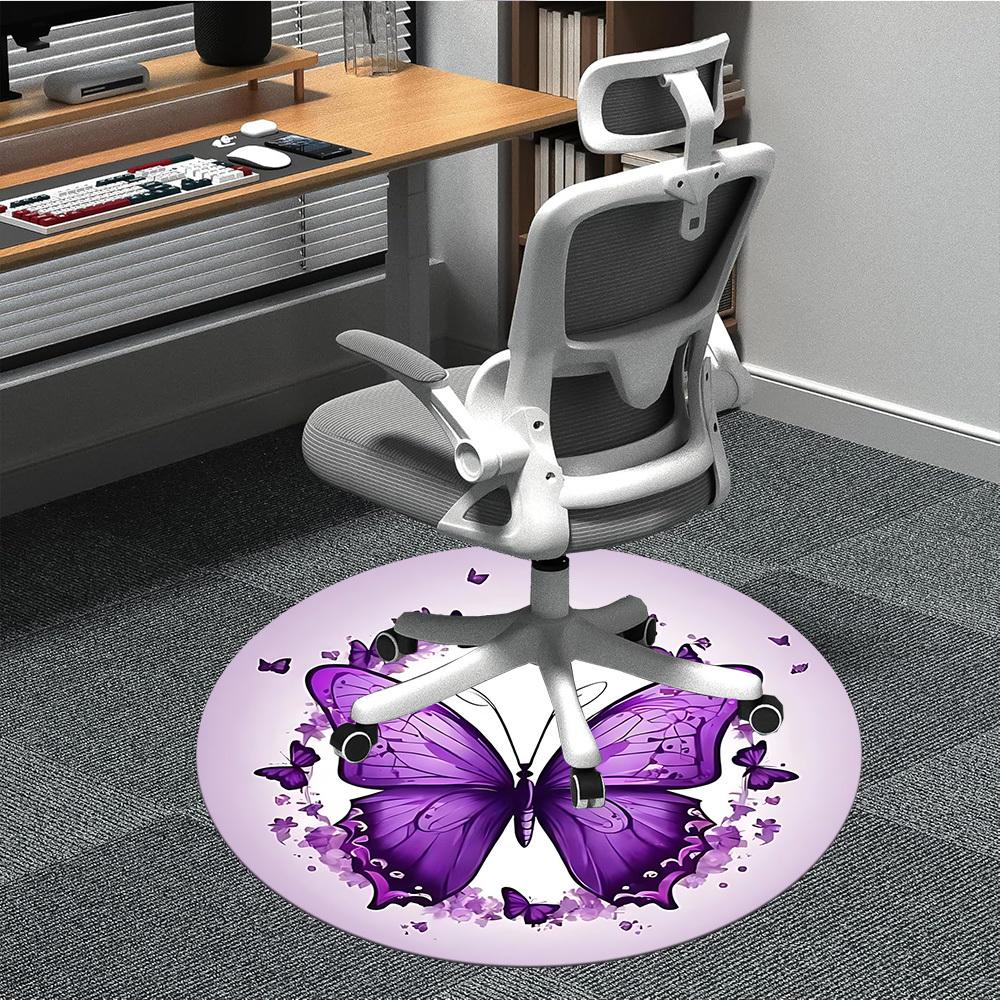 

1pc Purple Butterfly Decor Chair Carpet for Office Non-Slip, Rug for Office, Room, Good Gift for Family or Friends, yy251226212 80cm by 80cm