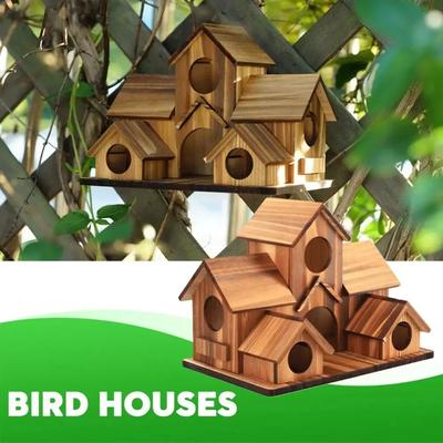 Vogelhäuschen für den Außenbereich, Holzschnitzerei, Ornamente, Vogelnest aus Holz, massives Vogelhaus, Kunsthandwerk, Garten, Hof, Kolibri-Haus
