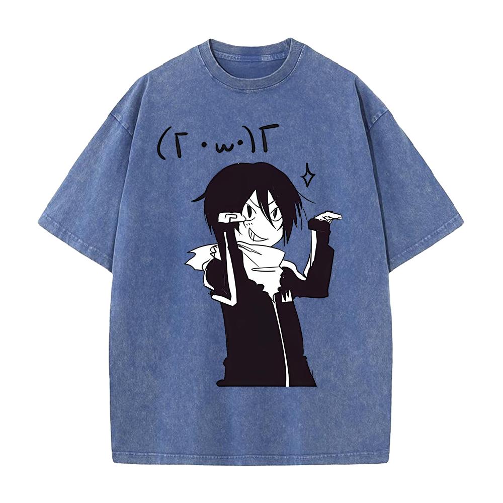 Yato Noragami Funny Clothing Men Women Short Sleeve Manga T-shirts Vintage Washed T Shirt Casual Cotton Tee Harajuku Male Tshirt