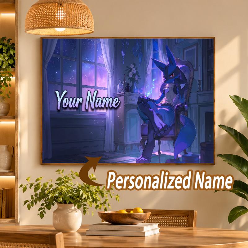 Lucario Custom Name Diamond Painting Personalized 5D Full Drill DIY Diamond Art Home Decor