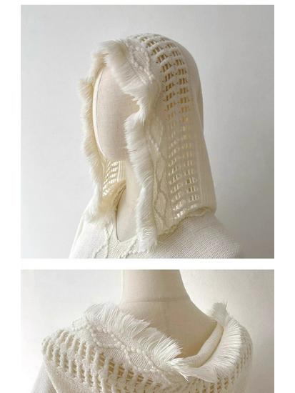 Ethnic Knitted Tassel Hooded Cape Shawl - Women's Autumn/Winter Outerwear for Travel Photography