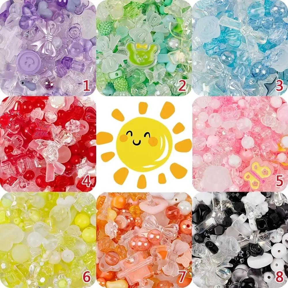 30g/bag Fun Mixing Style Candy Color Transparent Acrylic Beads DIY Handmade Pen Bracelet Jewelry Making Phone Chain Accessories