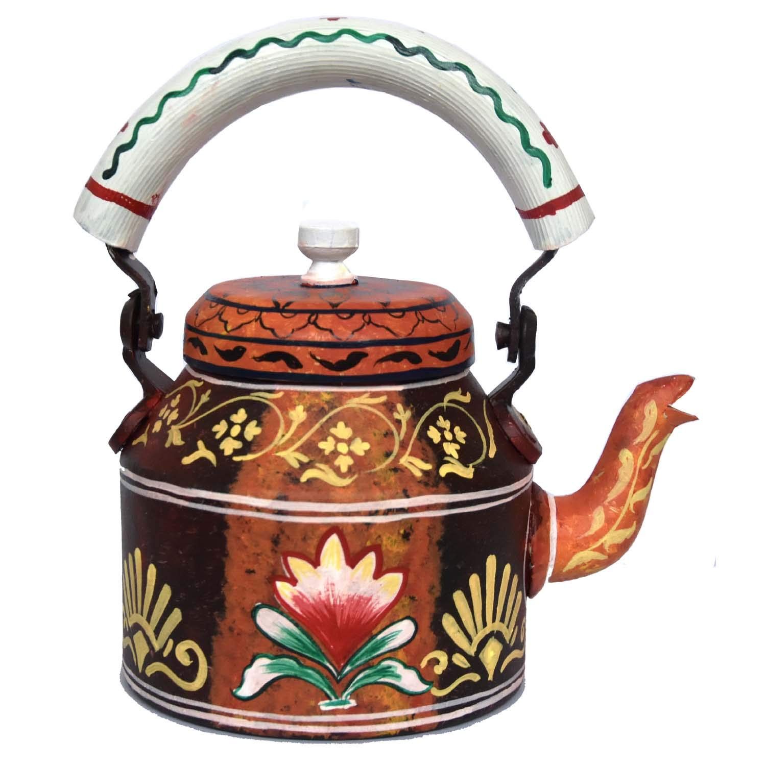 

Дизайнерский алюминиевый чайник с ручной росписью для чая/кофе, домашнего декора и подарков. Вместимость 1 8 x 5 x 8 in