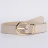 Boutique Pu Women'S Textured Belt, Trendy Bare Body Pin Buckle Decorative Jeans Belt