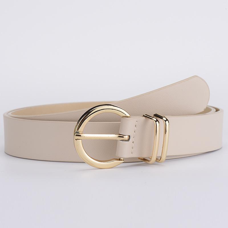 Boutique Pu Women'S Textured Belt, Trendy Bare Body Pin Buckle Decorative Jeans Belt