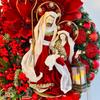 Christmas Wooden Hanging Sign Christmas Hanging Sign Sacred Xmas Wreath Decor for Front Door Window Wall