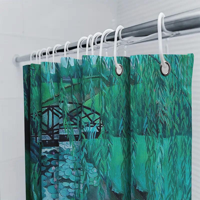 Botanical Shower Curtain Forest Greenery Leaf Pattern Waterproof Fabric Bathroom Decor Vintage Nature Backdrop Wall Hanging