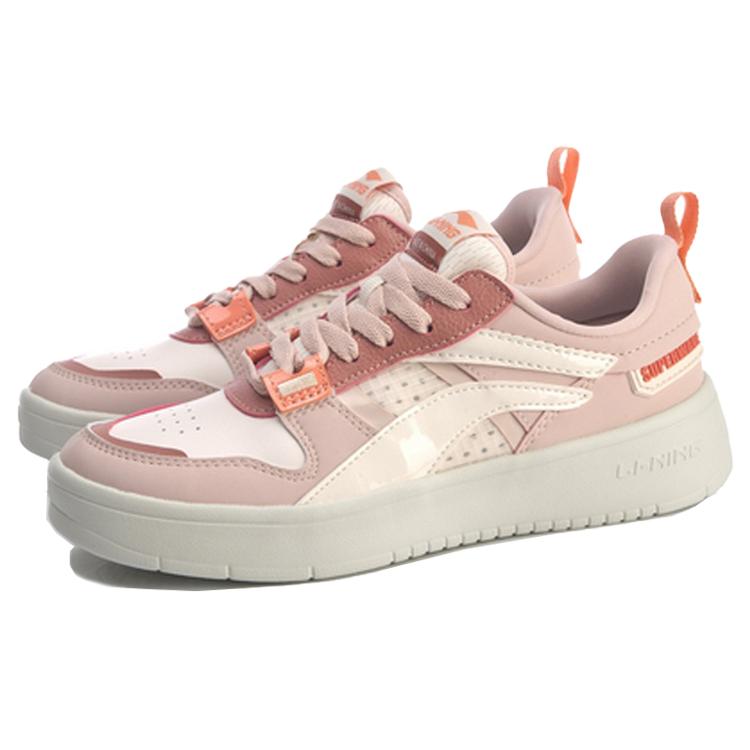 New LiNing Wave Anti Slip Wear Resistant Low Top Skateboard Shoes Women's Pink AGCQ082-3