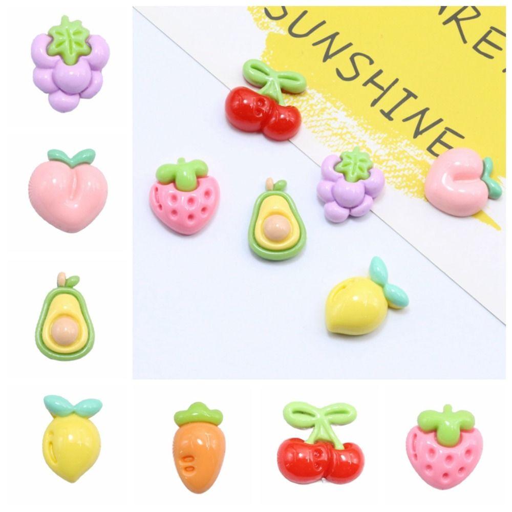 

10Pcs Strawberry Lemon Cartoon Fruit Resin Accessories Hairpin Accessories
