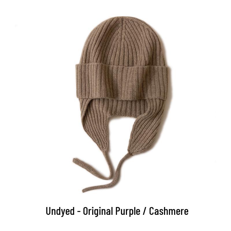 Autumn/Winter Pure Cashmere Earflap Knit Hat - Retro, Warm, Cold-Proof.