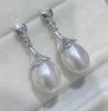 classic pair of 10-13mm south sea drop white pearl dangle earring 925s