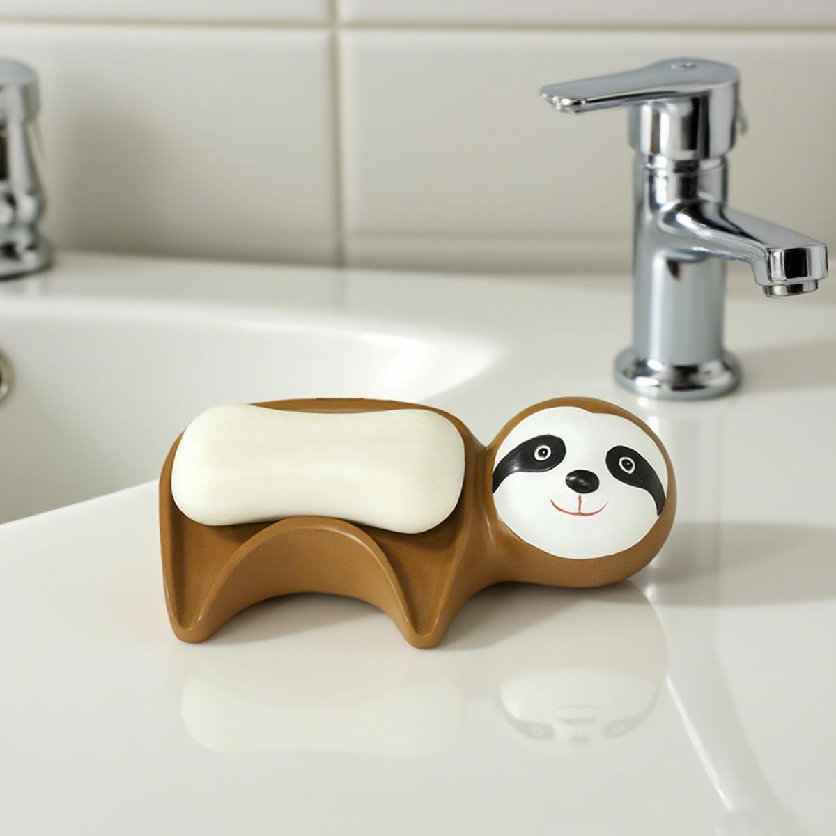 

1pc sloth soap holder, sloping design for easy drainage, cute sloth shaped soap holder