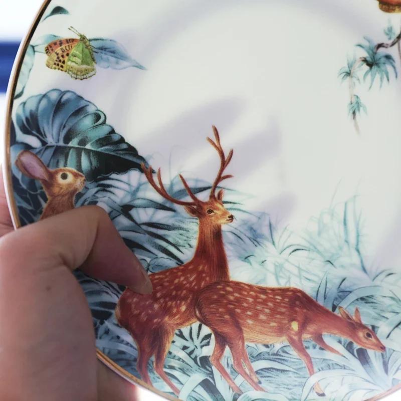 Nordic Ins Wind Ceramic Plates Dishes Bone China Animal Dessert Fruit Snack Plate Home Dinnerware Decoration