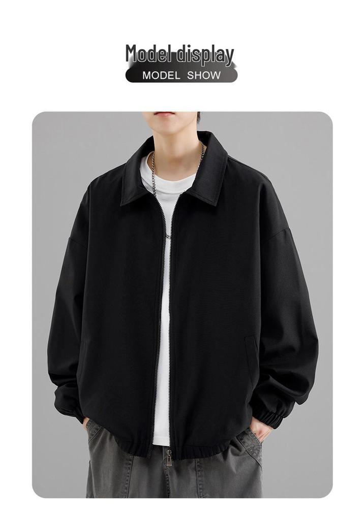 Men's Retro Workwear Jacket - Thin, Loose, Versatile Lapel Top for Spring/Autumn