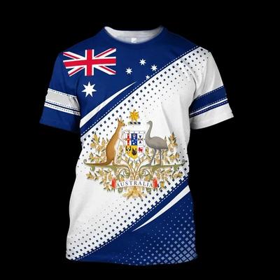 Hommes T-shirt Australie Drapeau Graphique 3D Impression Haut Col En O 2023 Mode d'été Manches Courtes T-shirt Surdimensionné Vêtements Pour Hommes Pull