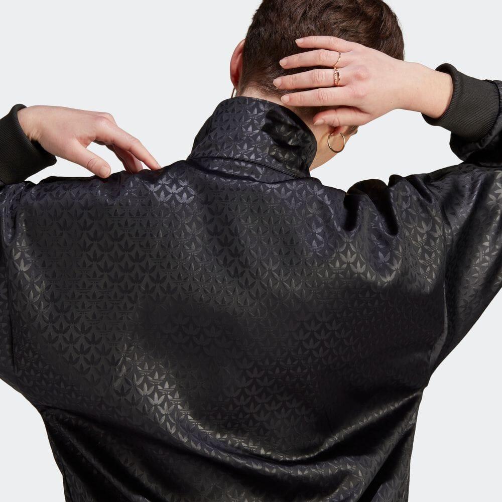 adidas Originals Allover-Print Reißverschluss Langarm Stehkragen Jacke Damenjacke Schwarz IJ6009