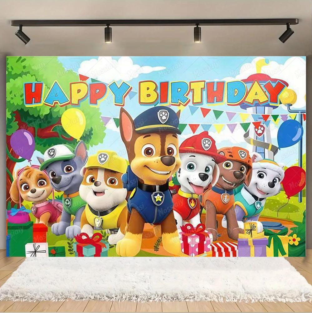 Paw Patrol Animation Theme Birthday Party Decor Backdrop Cartoon Puppy Dog Photography Background Kids Baby Shower Supplies Gift