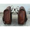Bag Motorcycle Luggage Black Pouch Tool Panniers Two Pcs Leather Saddle Side