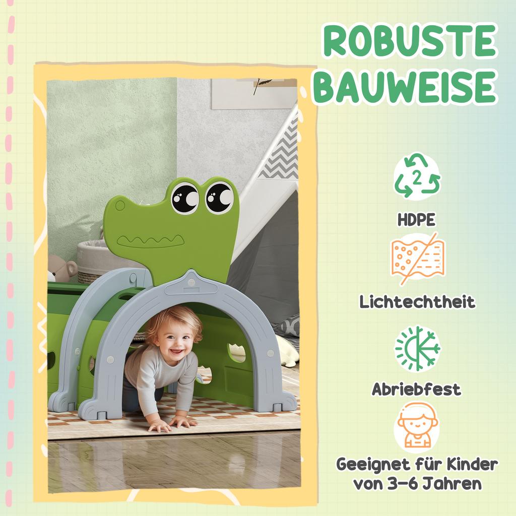 Crocodile Design Kids Play Tunnel for Ages 3-6 Crawl and Climb