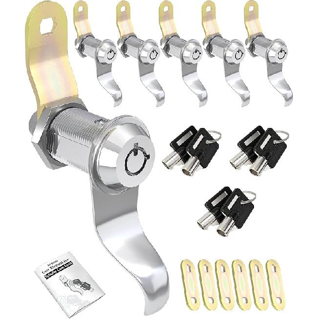 RV Locks For Storage Door 7/8 Inch, RV Compartment Locks For Camper Travel Trailer Cabinet With Keys 7/8", Pack Of 6 Locks With 6 Keyed Alike With
