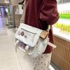 Cute College Style Girl Crossbody Bag Japanese Y2K Student Large Capacity Versatile Postman Bag Transparent Badge Cute Ita Bag