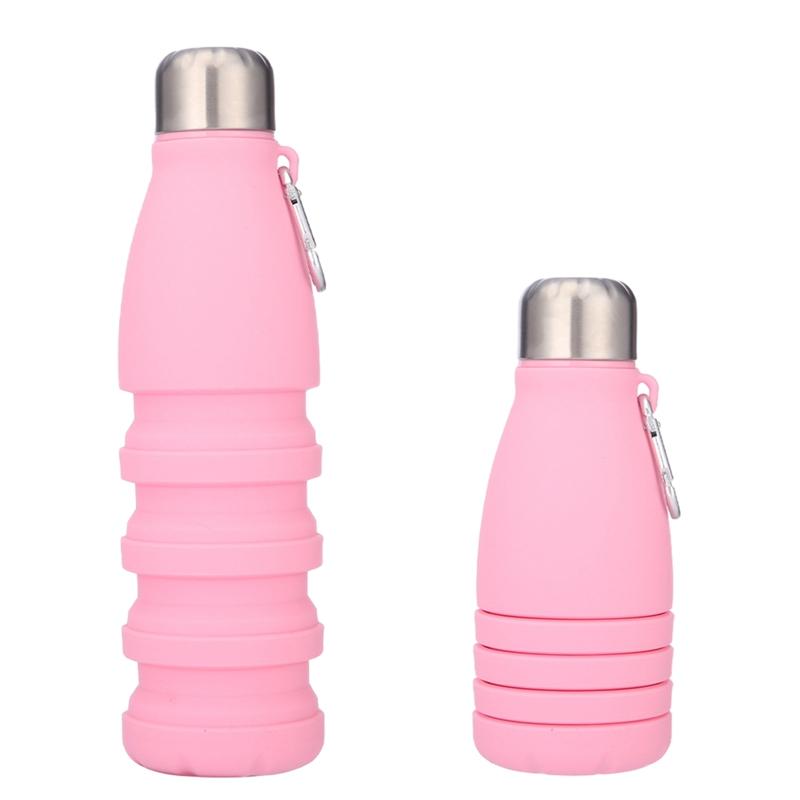 

Складная бутылка с карабином, силиконовые складные бутылки для воды, портативные спортивные чашки, водонепроницаемые для путешествий на открытом воздухе, 500 мл 500 ml