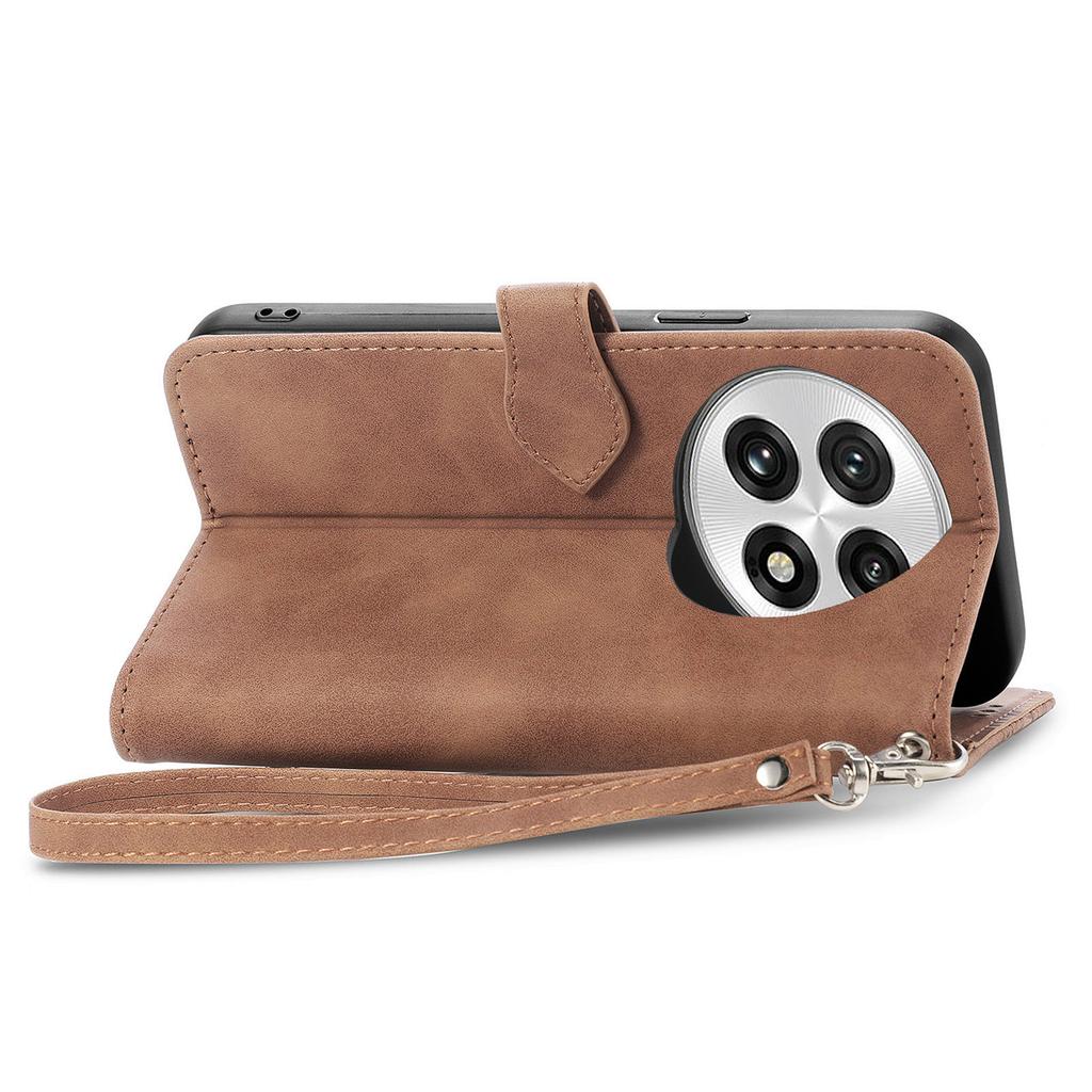 For OnePlus 13 Zipper Wallet Case with Strap Flower Imprint PU Leather Phone Cover