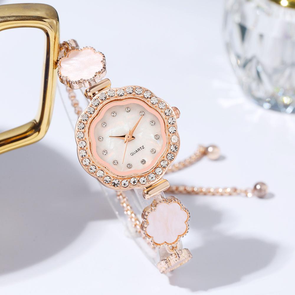 Sonnenblumen-Diamant-Inlay-Uhr mit Auszieharmband - Grenzüberschreitender Studentenstil