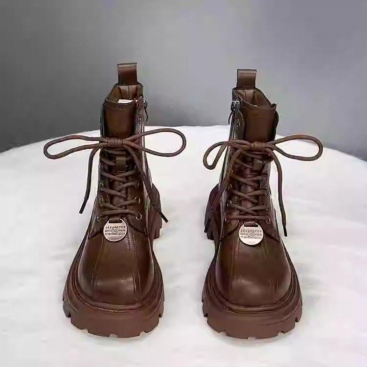 

Girls Black Leather Martin Boots - Breathable, Lightweight & Soft Sole for Autumn Default