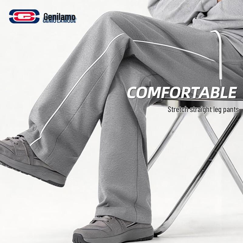 GENIOLAMODE Men s Casual Straight Leg Trousers M